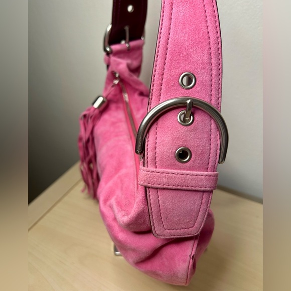 Coach 2004 SoHo Bubblegum Pink Suede Hobo 3671 - Picture 7 of 11